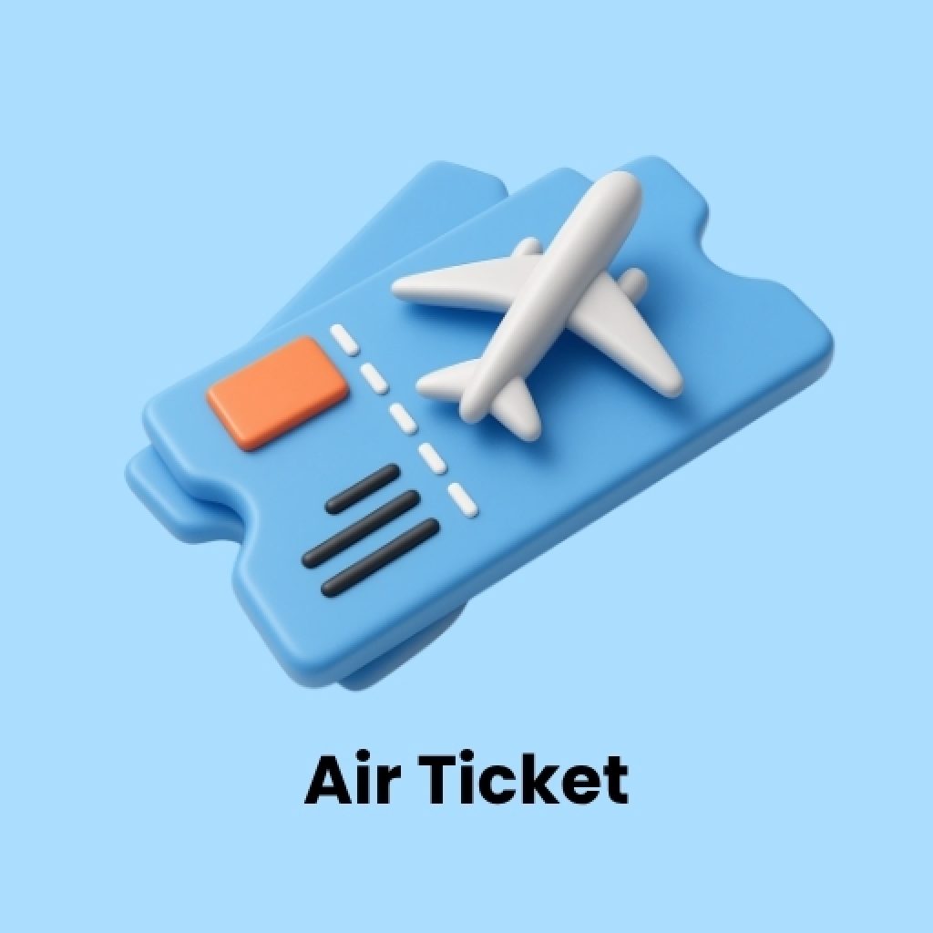 Flight booking service with airplane and boarding pass concept