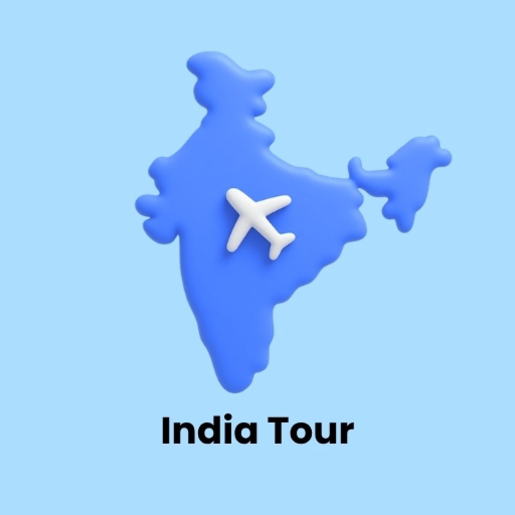 India map travel destination with airplane route concept