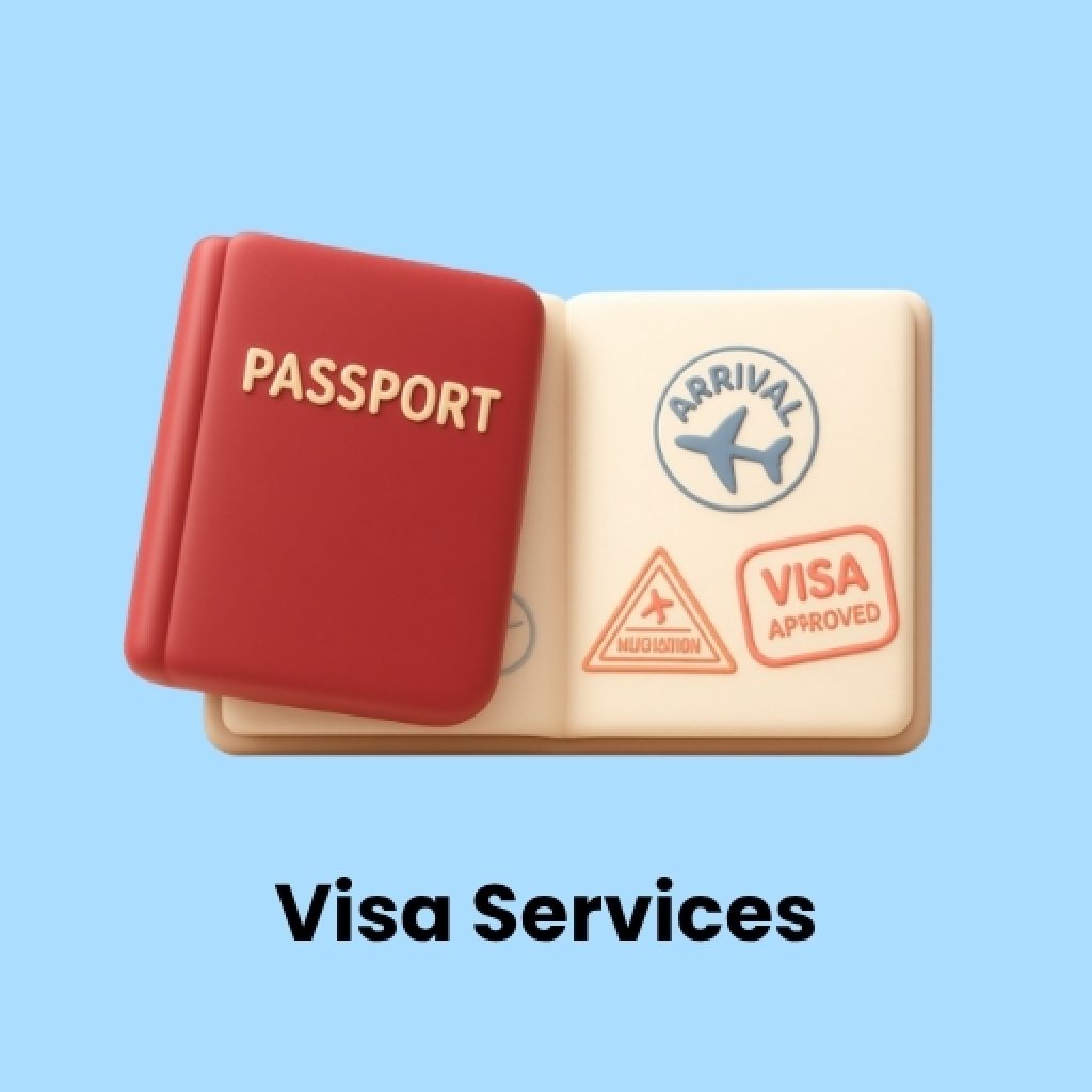 Visa services passport and approval stamp travel documentation concept