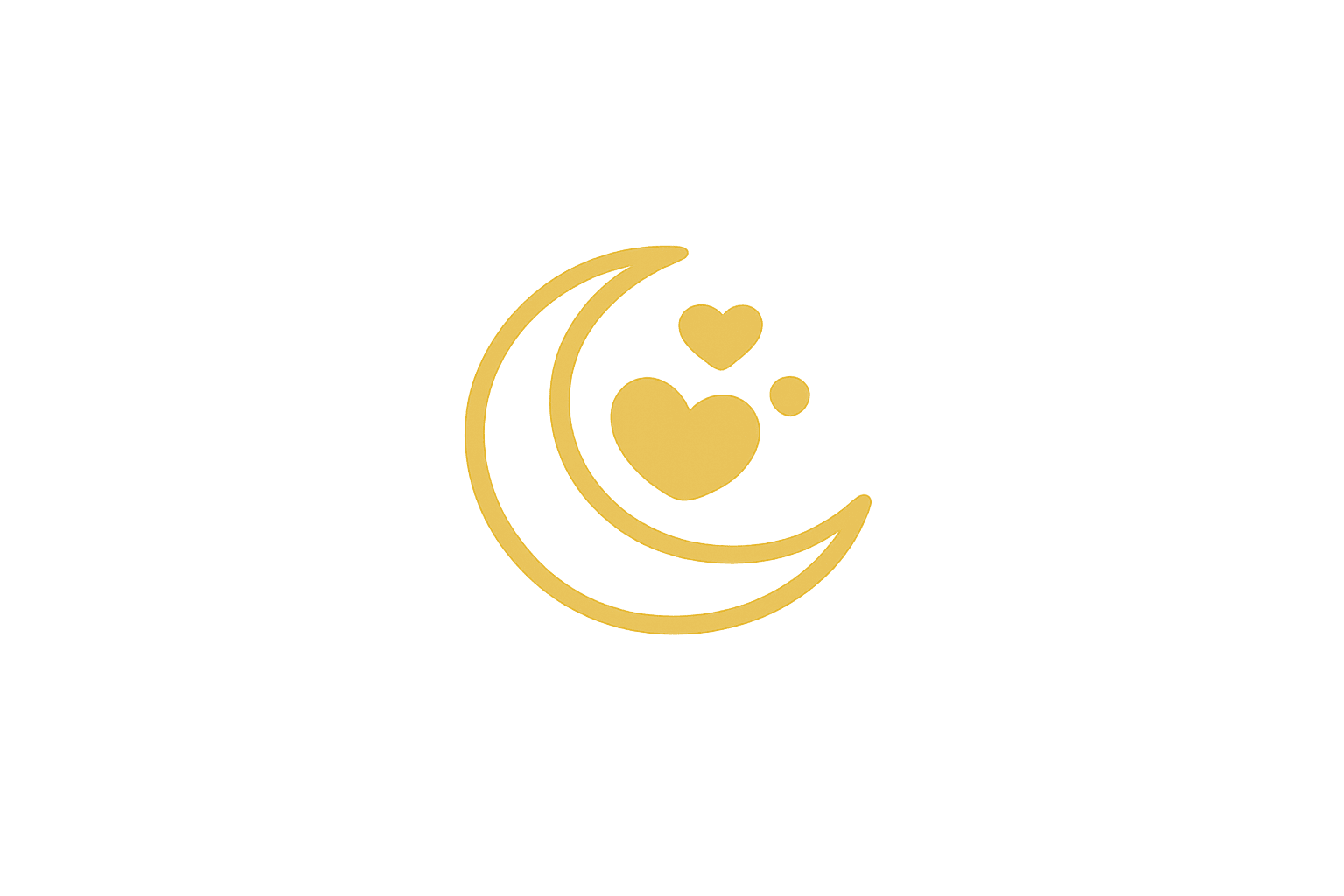 Golden moon with floating hearts